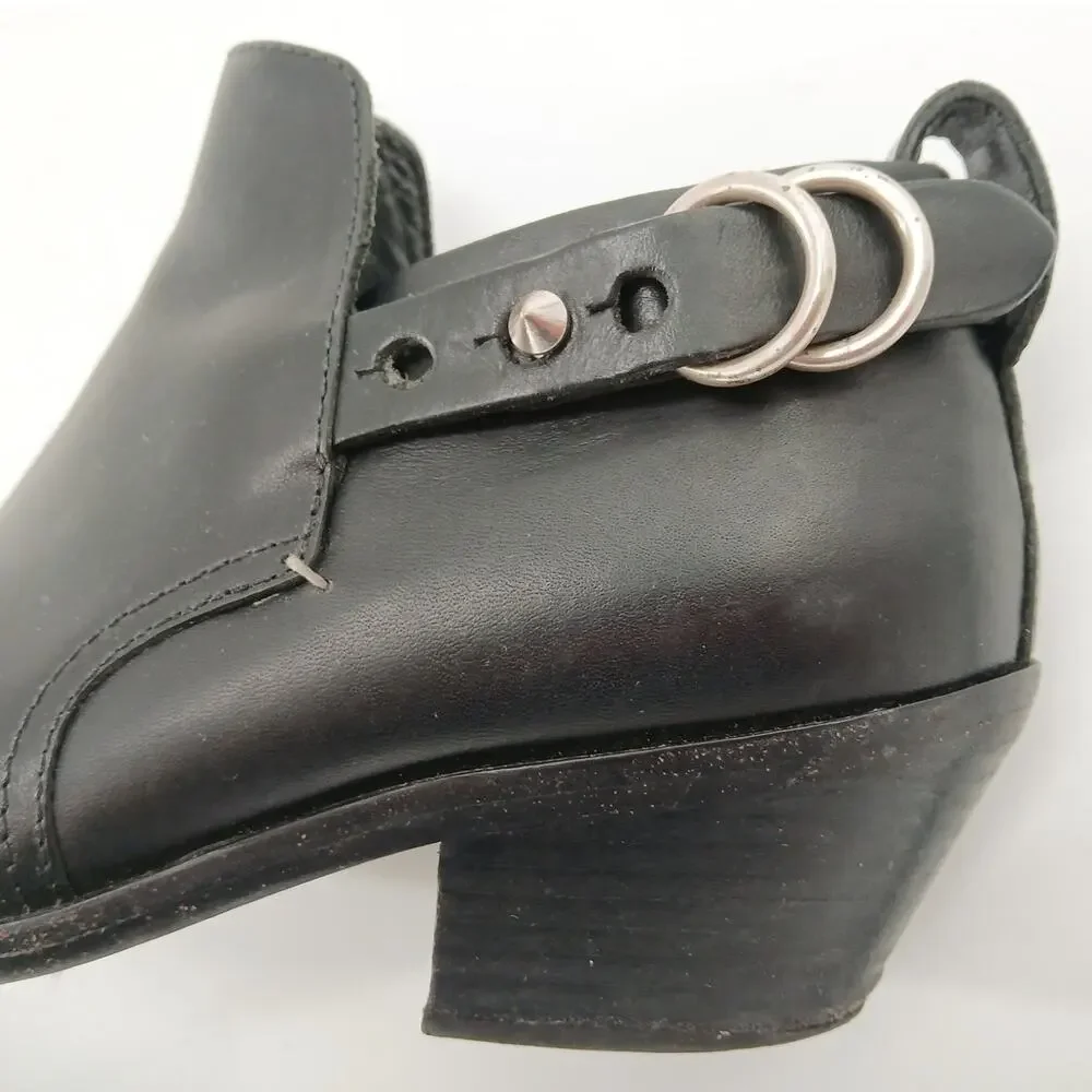 Rag & Bone Leather Sullivan Ankle Moto Boots Pointed Toe Womens EU37 US6 Black
